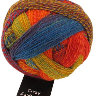 Schoppel Wolle Crazy Zauberball Sh1702 Small Tortoiseshell is a blend of 75% wool / 25% Bio nylon creating a high twist sock yarn with long colour graduation.