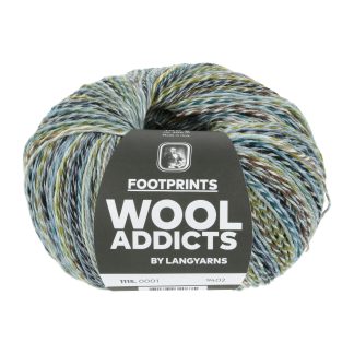 Wool Addicts Footprints sh 1 from Lang Yarns. A fantasy printed blend of wool, cotton and nylon for fabulous lightweight and breathable summer socks