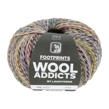 Wool Addicts Footprints sh 2 from Lang Yarns. A fantasy printed blend of wool, cotton and nylon for fabulous lightweight and breathable summer socks