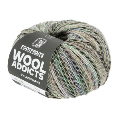 Wool Addicts Footprints sh 4 from Lang Yarns. A fantasy printed blend of wool, cotton and nylon for fabulous lightweight and breathable summer socks